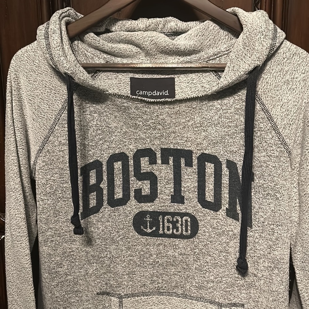 BOSTON SOFT GRAY HOODIE. Size M. Extremely comfortable. Enjoyed just once. 😊